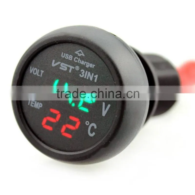 New Car Charger Dual USB DC 12V 2.1A Universal Adapter With Voltage/temperature/Current Meter Tester Digital LED Display