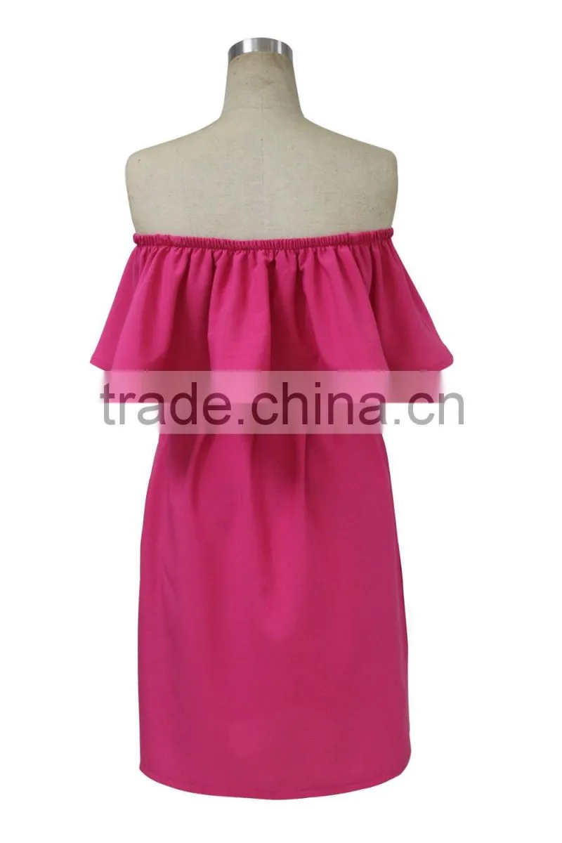Best Selling desinger off shoulder dress with waistband many colors good quality made in China