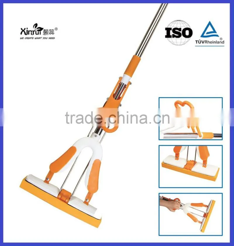 2015 hot PVA sponge magic mop 360 ,stainless steel scalable cleaning mop,sponge mop