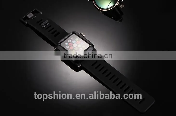2016 hot new products for Apple watch silicone band wristband strap with aluminum metal case cover