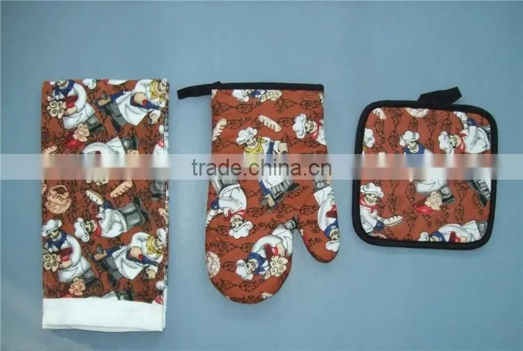 3 pcs pigment print cotton kitchen towel set