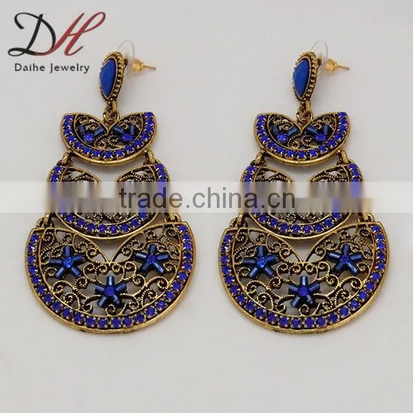 Women's Vintage Bronze Bohemian Boho Style Big Hollow Round Drop/Dangle Earrings