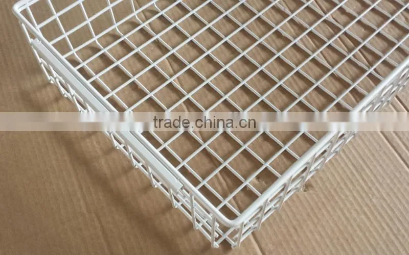Supermarket White Metal Wire Basket