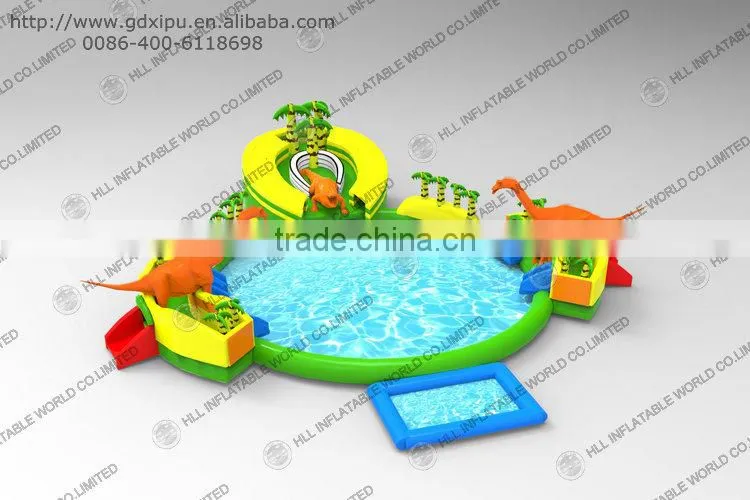 Inflatable water park combo slide and bouncy