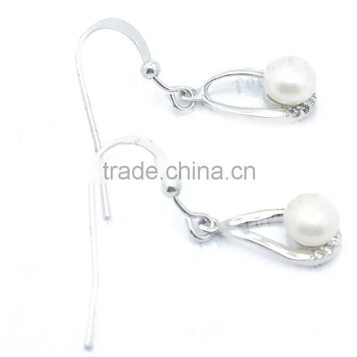 925 sterling silver jewelry wholesale fishhook large pearl drop earring