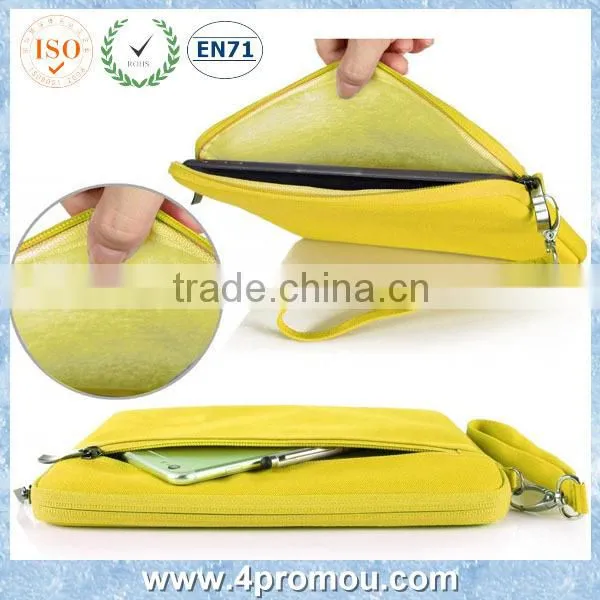 Canvas zipper tablet bag handbag laptop sleeve for student Yellow