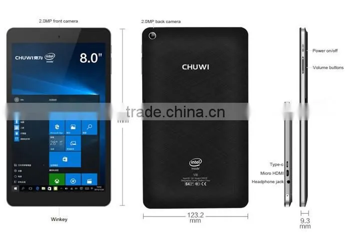 Chuwi Vi8 Plus Tablet PC Type-C 10 Intel Cherry Trail Z8300 Quad Core 1.84GHz 8 inch WXGA IPS Screen 2GB RAM 32GB ROM Ca