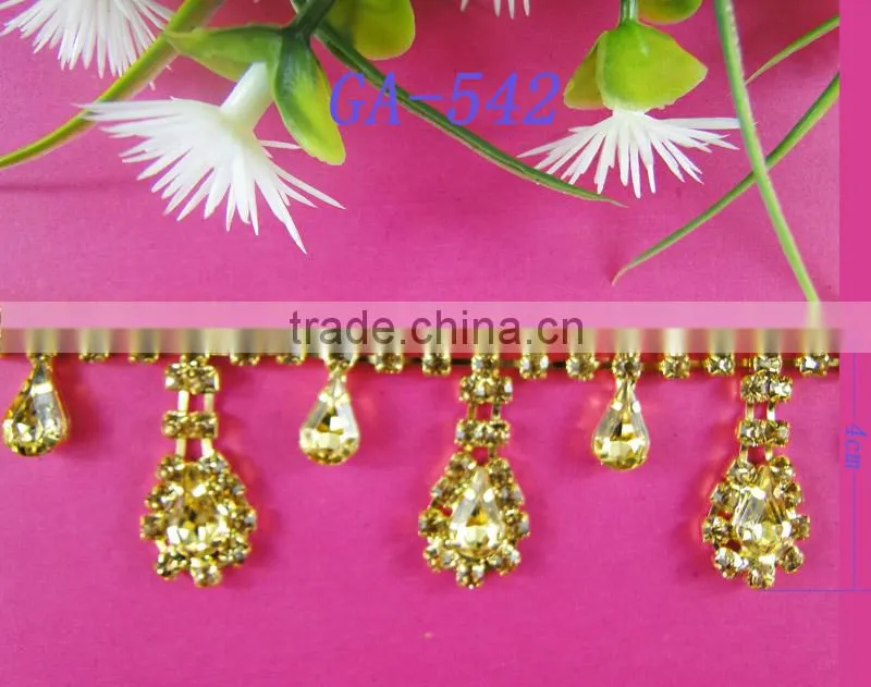 2015 fashion Rhinestone gold color jewelry net mesh