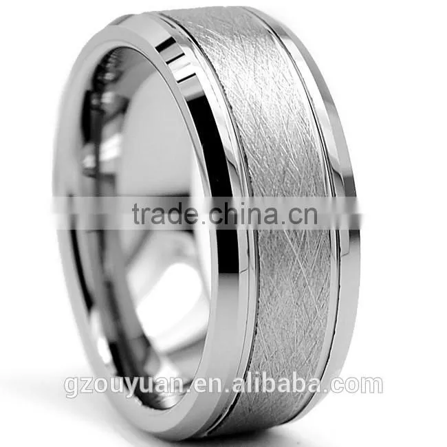 8MM Diamond Cut Beveled Tungsten Ring, Bezel Tungsten Carbide Ring