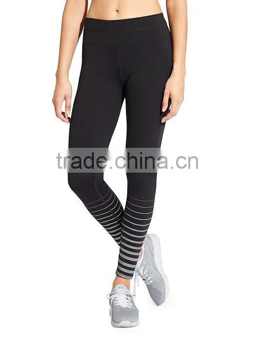 Women compression reflective print tight hidden key pocket adult training pants