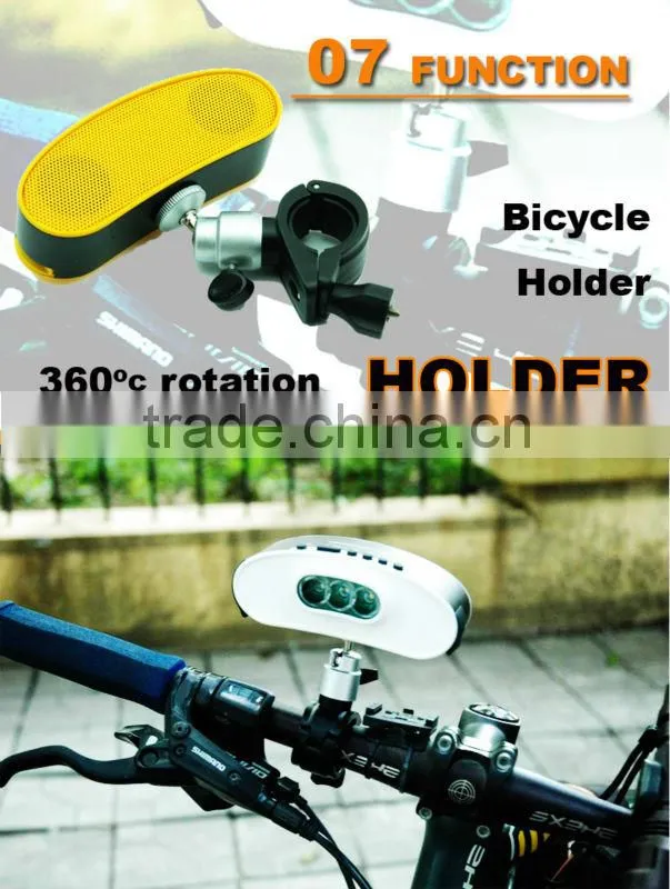 B6 yellow color wireless handsfree LED bluetooth bicycle speaker with FM radio