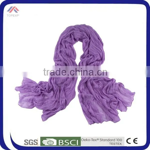 Single Color Chiffon Scarf Crinkle Medium Scarf