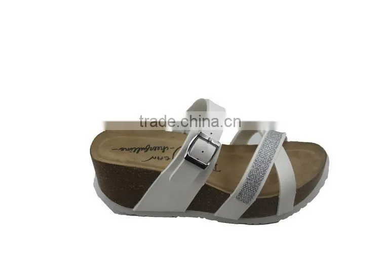 2015 Summer cork outsole platform ladies sandal shoes