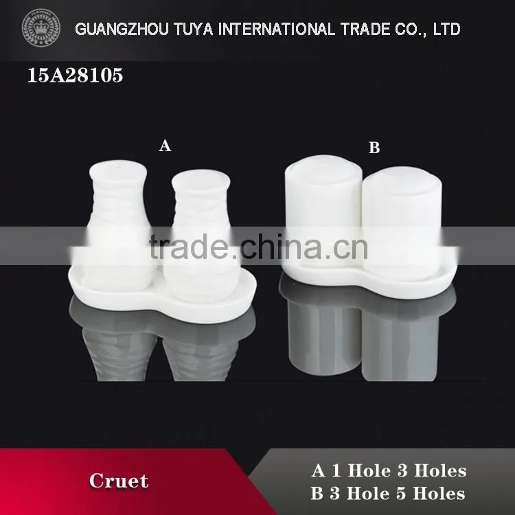 Cearmic striped cruet set with holes