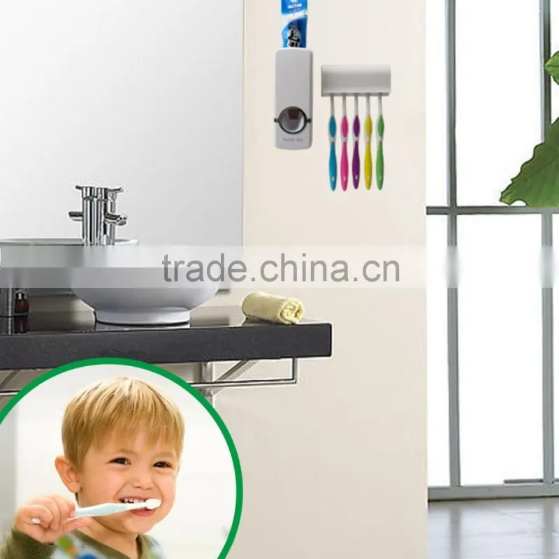 Hands Free Toothpaste Dispenser Automatic Toothpaste Squeezer And Toilet Brush/Toothbrush Holder Set