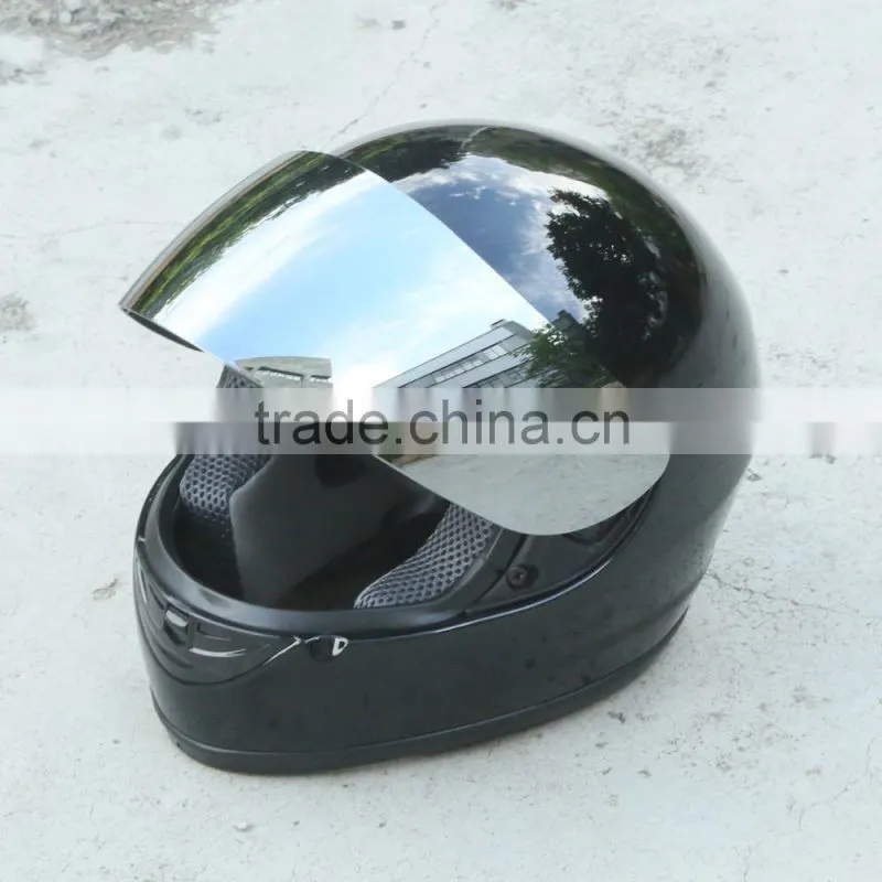 Adult Mirror Shield Gloss Black Full Face Motorcycle Street Helmet DOT Moto Bike