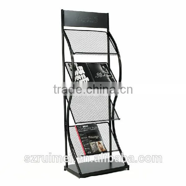 Customized movable free standing stainless steel newspaper rack