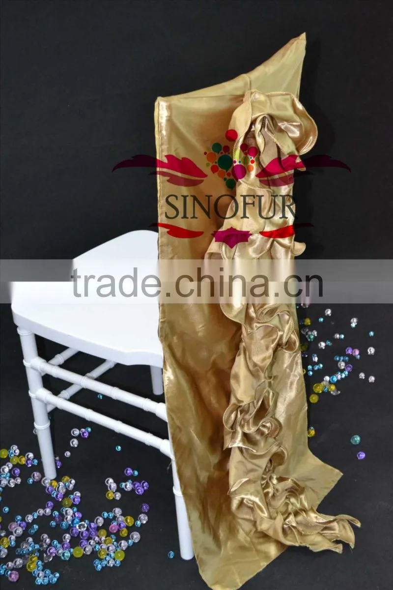 gold satin wedding ruffled chair cover