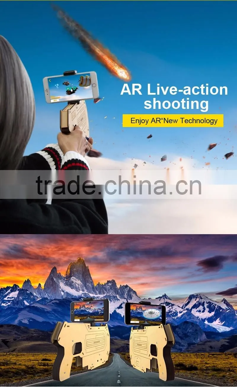 2017 New Arrival AR Gun Mobile Games Control Gun, AR Reality Experience Bluetooth Game Controller Wooden Gun For IOS/Android