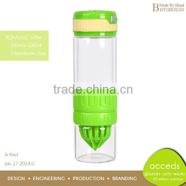 Borosilicate Glass Juice Lemon Water Bottle
