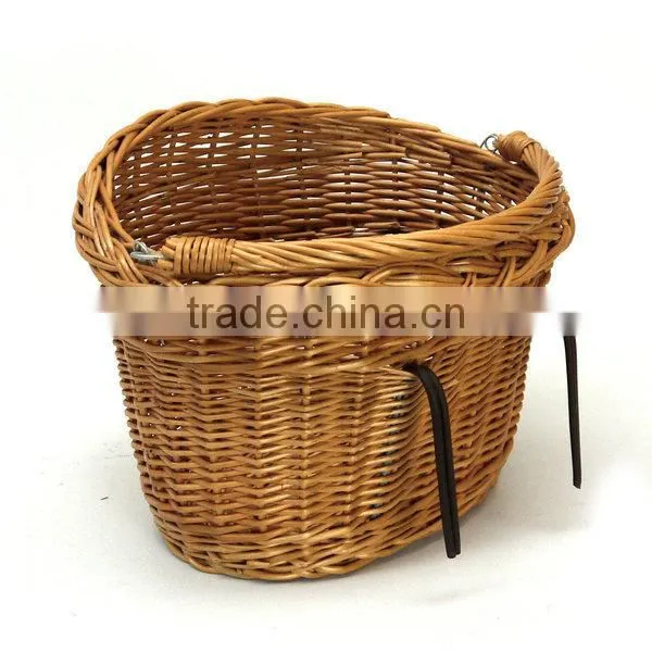 half round willow bicycle basket with quick release bracket