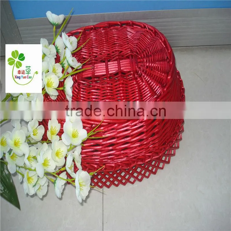 set of 3 color wicker storage fruit basket