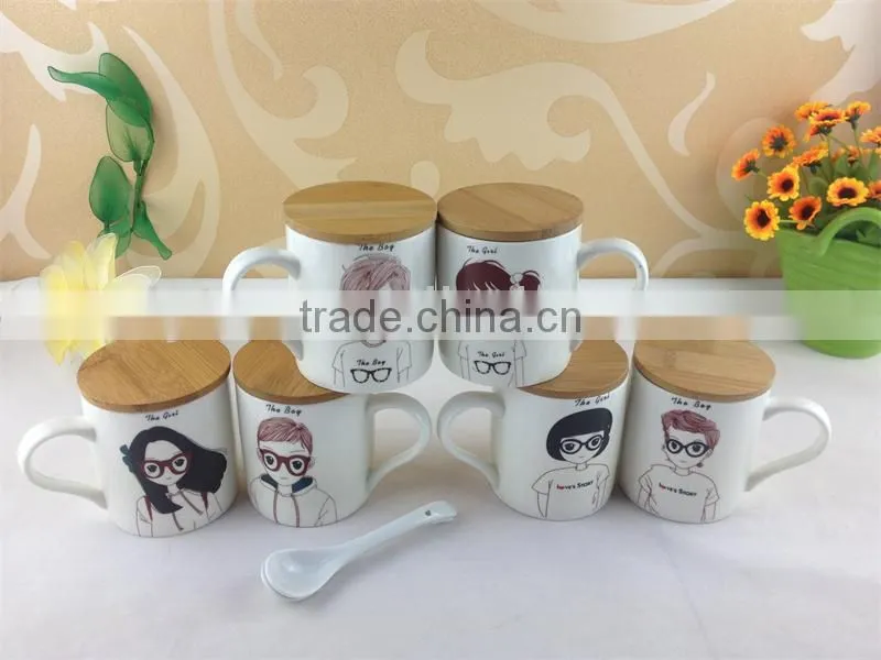 ceramic double mugs with spoon