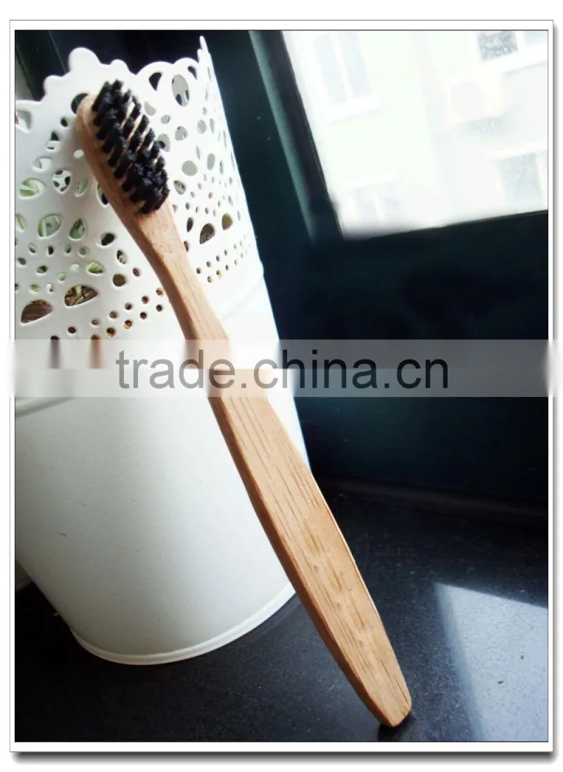 Hotel disposable oval bristle bamboo handle toothbrush