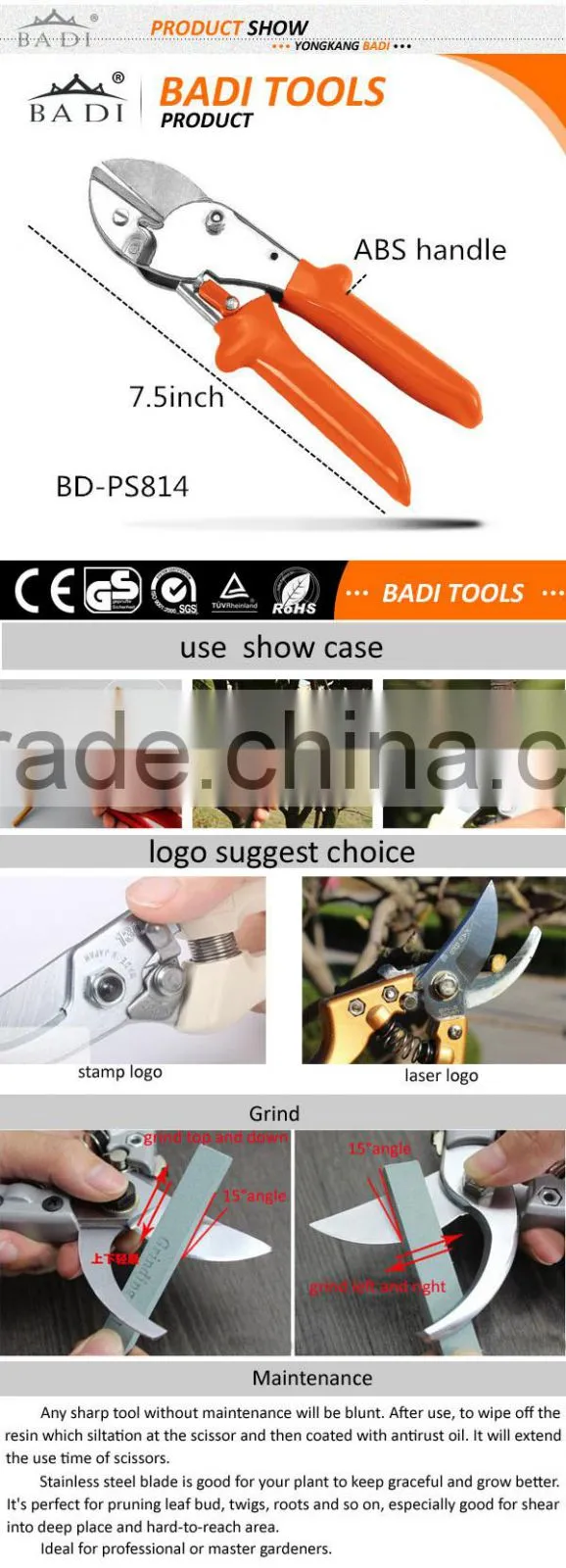hedge trimming tools/good quality chromed pruner scissors
