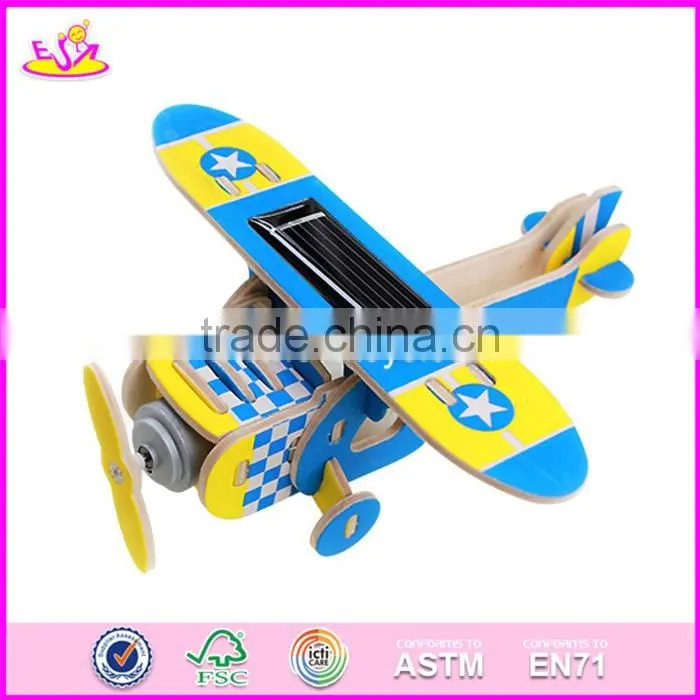 2017 New design diy assemble children wooden toy airplanes W03B065