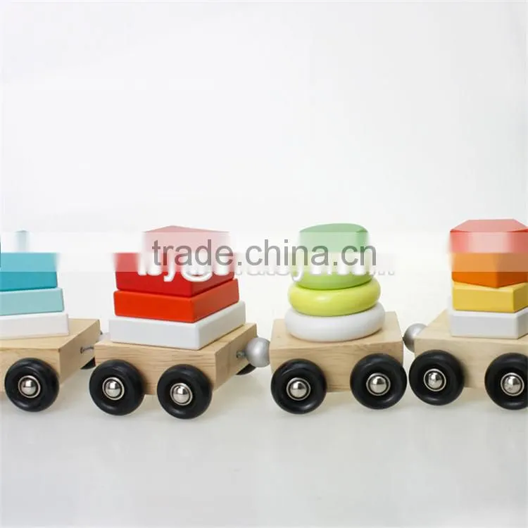 Best design educational children wooden stacking blocks train toy W04A270