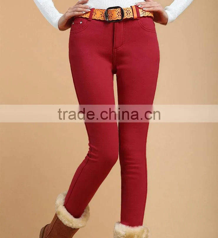 wholesale cheap price high quality Winter candy color Skinny Tight Zip Legging Stretch Pant Slim Jeggings Pencil Trouser