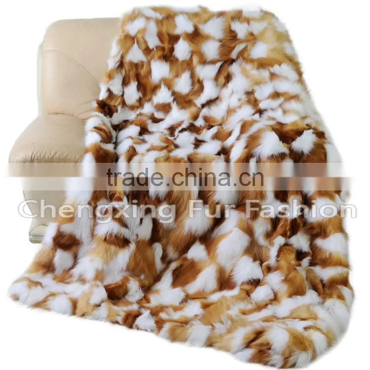 CX-D-56 2016 New Luxury Cheap Wholesale Real Fox Fur Throw Blanket