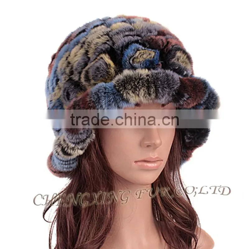 CX-C-195M Fashion Wholesale Hand Knitted Warm Rabbit Fur Winter Woman Hat