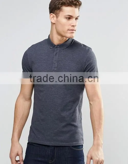 Stylish men button down collar pique fabric polo t shirt custom