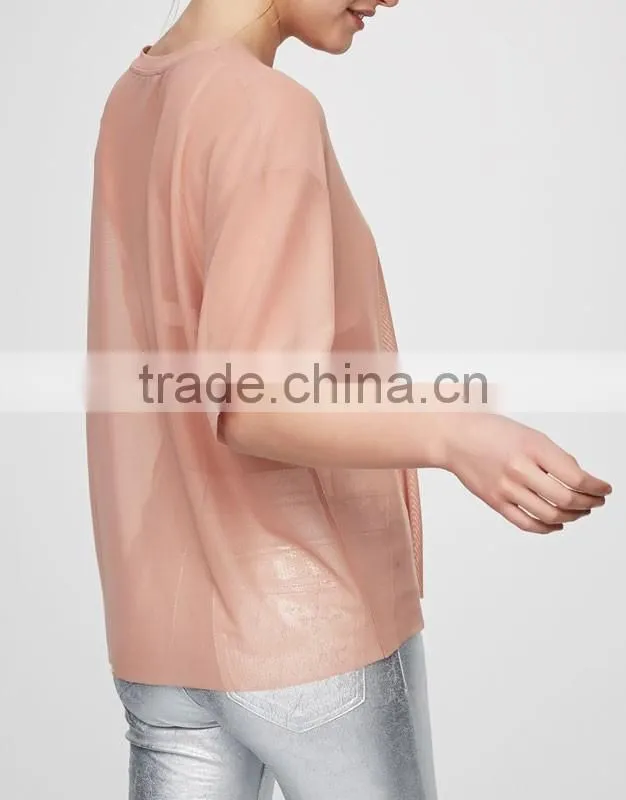 Lady latest fashion sexy new trendy woman mesh blouse