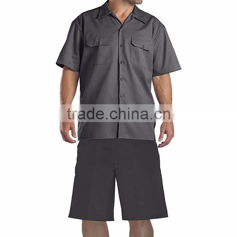 Wholesale Cheapest Summer Work Uniforms Short Sleeve Shirts and Short Pants Workwear
