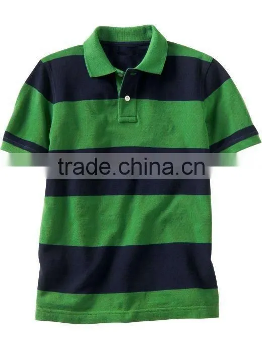 BOYS CUT & SEW SHORT SLEEVE POLO T SHIRT WITH WOVEN COLLAR
