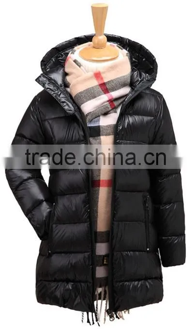 custom made children casual long duck down jacket/design kids girls lightweight feather filled down wear
