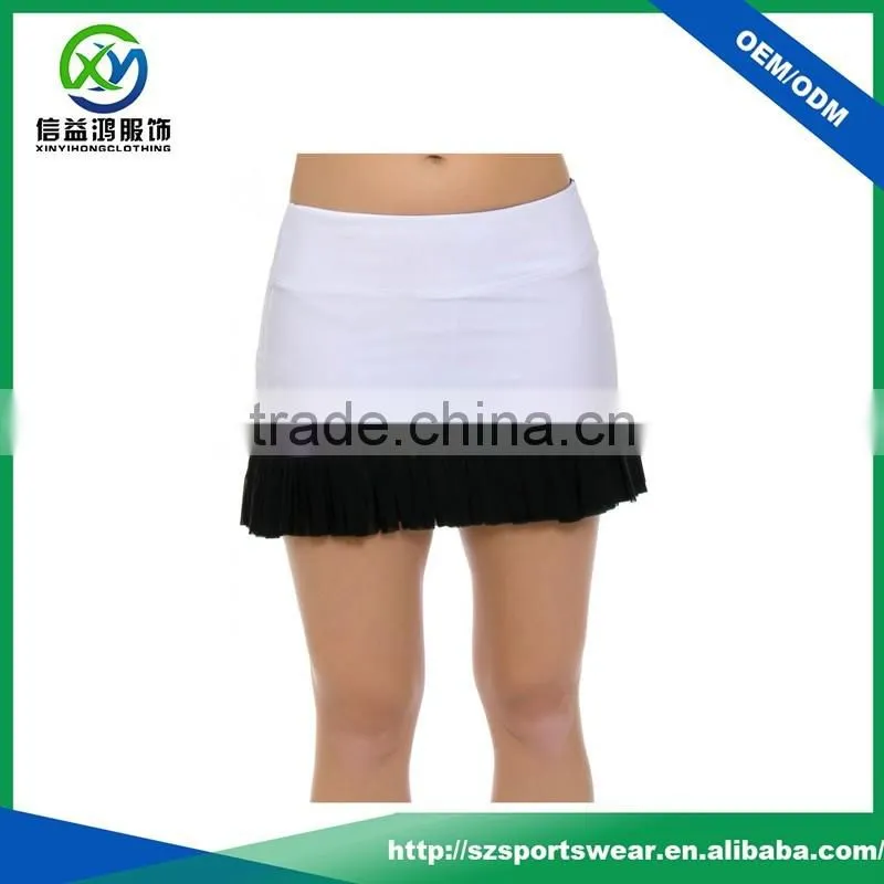 Top Sale White Color With Blank Pleated Buttom Sexy Girl Mini Skort With Zip Pockets