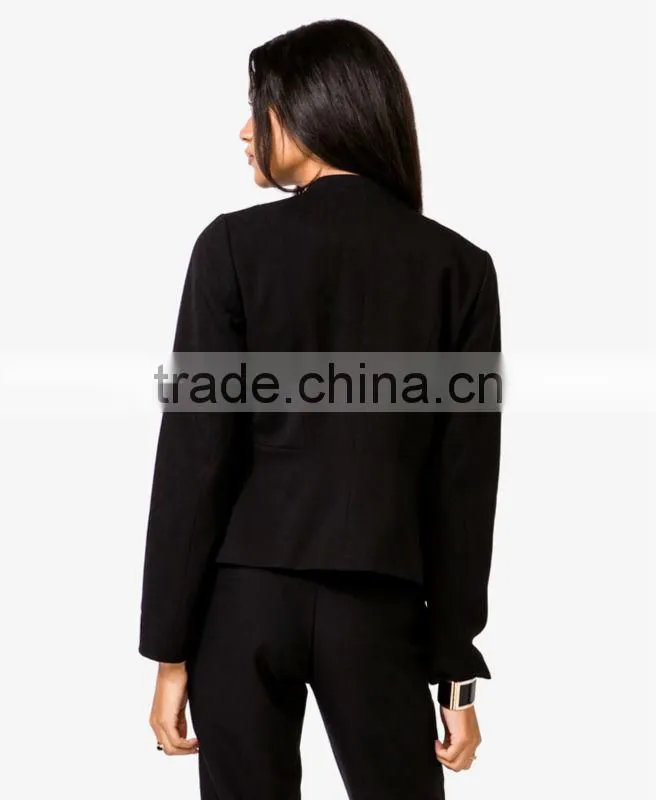 Casual Ribbed Collar Blazer