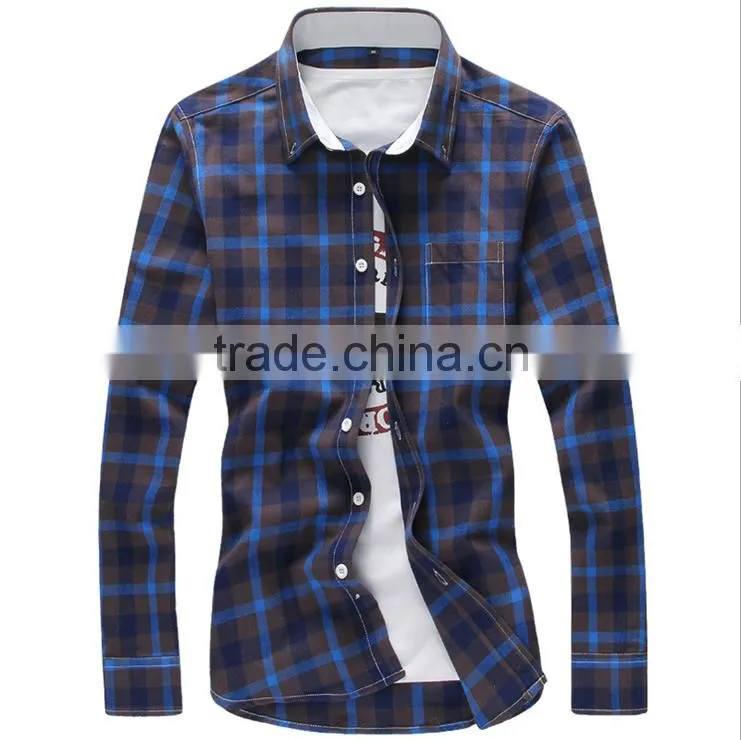 Alibaba cotton microfiber casual check Korean men style shirt