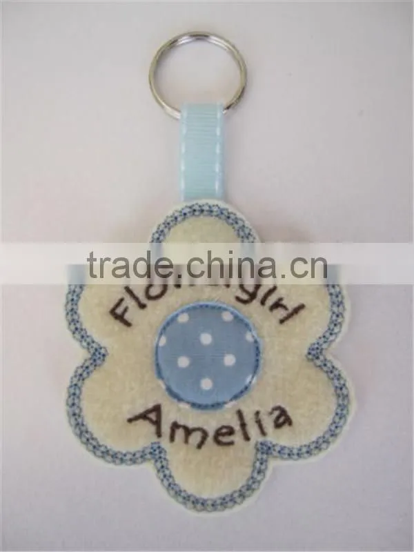 Personalised Flowergirl Key Ring Wedding Gift / Favour Felt & Fabric Flower