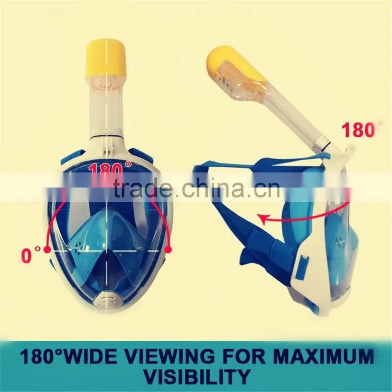 High quality silicone full face diving mask 180 degree snorkel mask snorkel for mask with Gopro mount