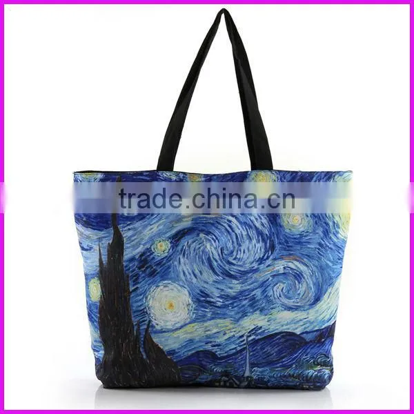 2014 america hot selling digital printed ladies fashion canvas beach bag