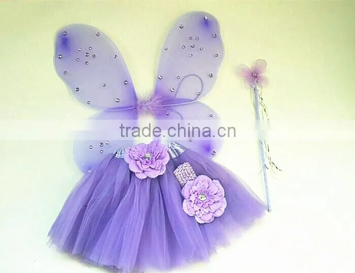 flower girls tutu dresses with butterfly wings costume set