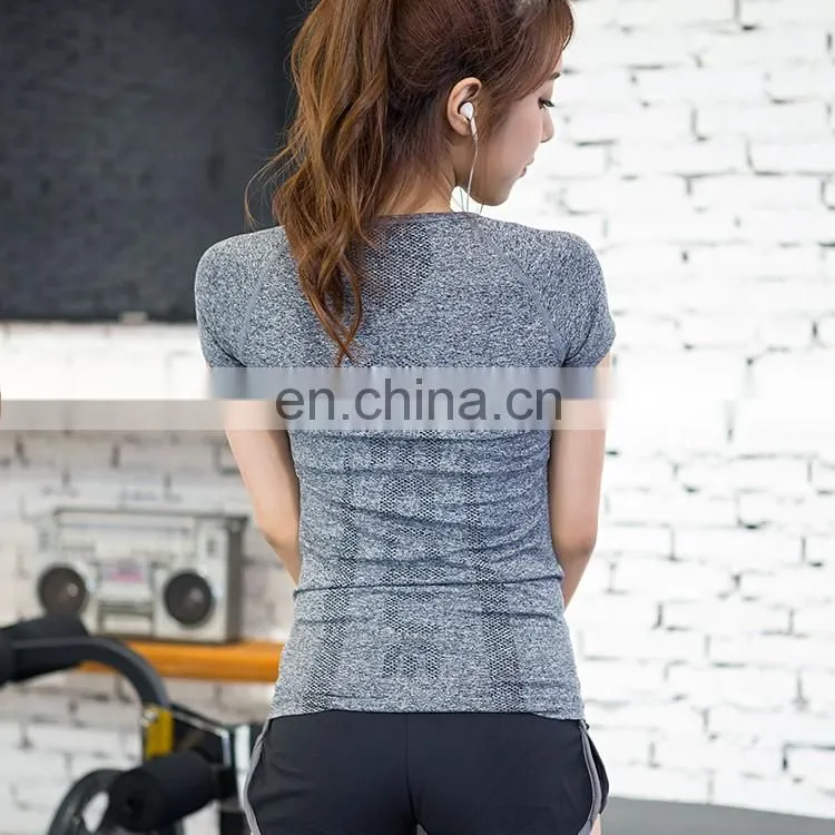 Women Trainning Exercise T-shirt Quick Dry Summer Running Fitness Gym Sports Yoga Sports Tops Short Sleeves Tee