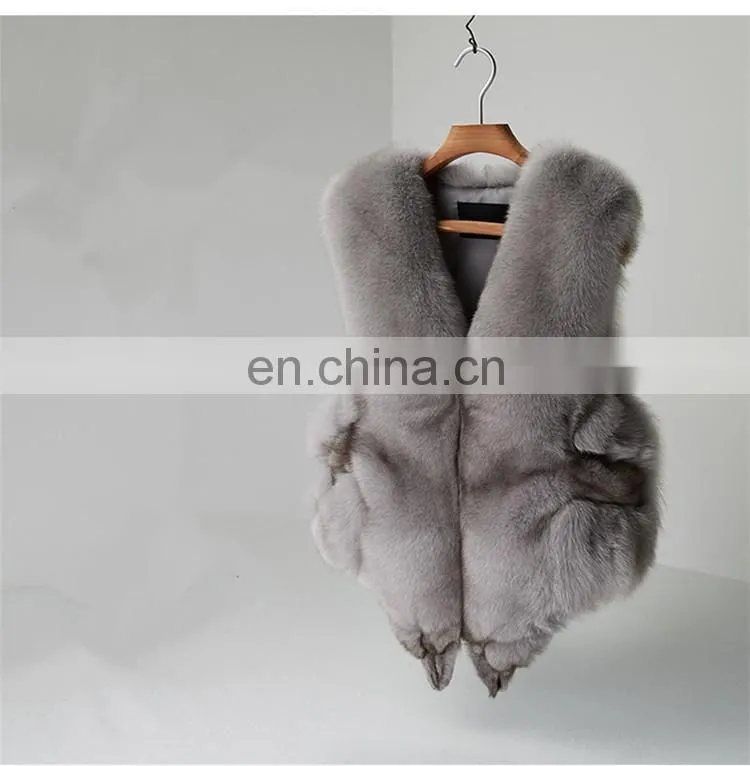 2017 New Fashion Sleeveless Outerwear Real Fox Fur Vest for Women