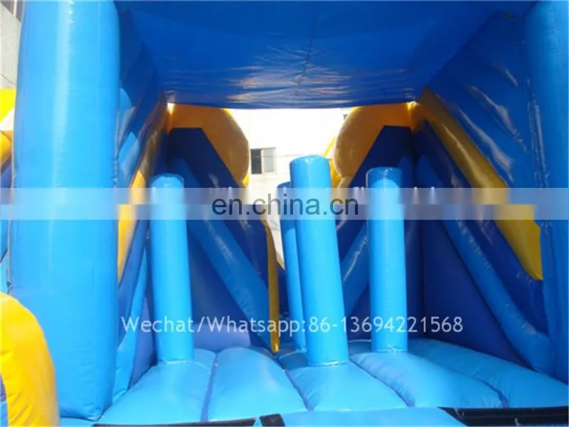 Kids Blue slide and castle inflatable bouncer combo 5x4x3m