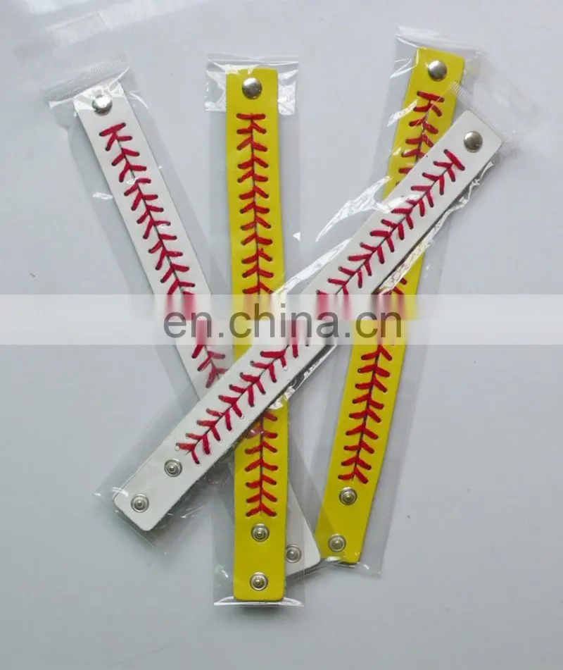 Popular Cheap Leather Sports Softball Bracelet